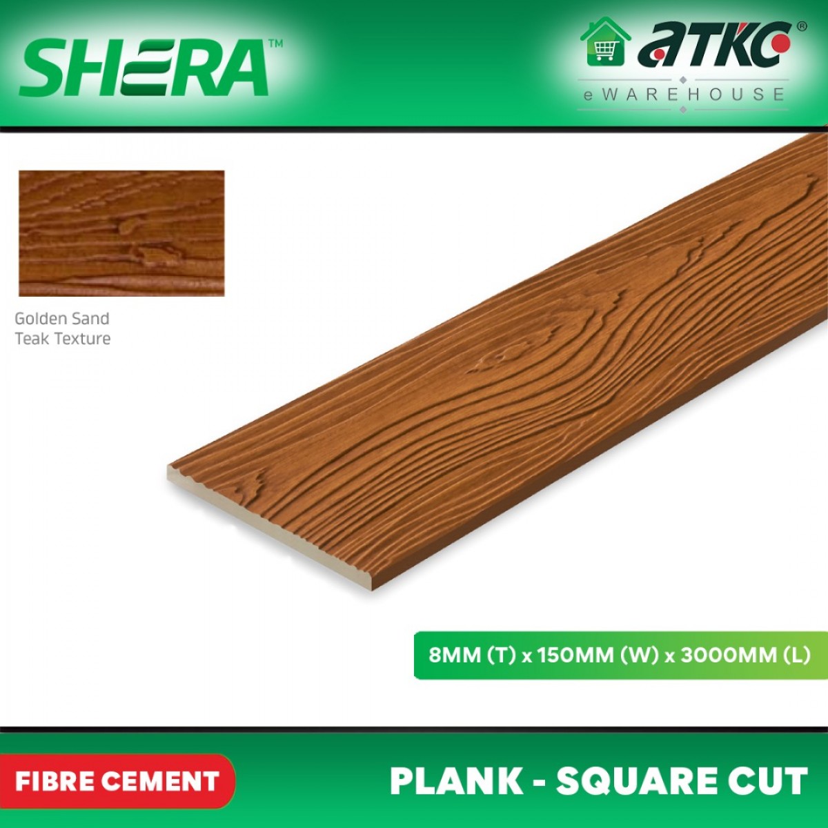 Shera Wood Plank Square Cut Golden Sand Teak 8MM T X 150MM W X