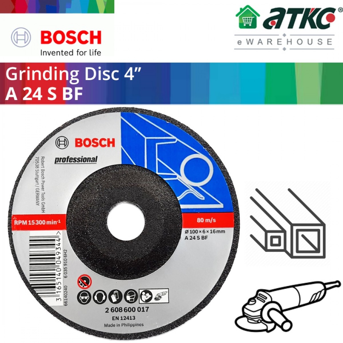 Bosch Pc A S Bf Grinding Disc Mm D X Mm T X Mm As