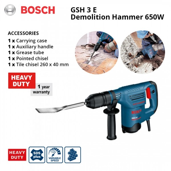 Bosch GSH 3 E Demolition Hammer 650W