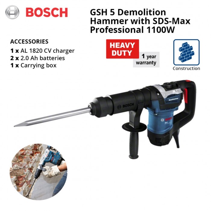 Bosch GSH 5 Demolition Hammer With SDS-Max Professional 1100W