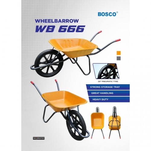 Bosco WB2808 Heavy Duty Wheelbarrow With 20 Pneumatic Tyre