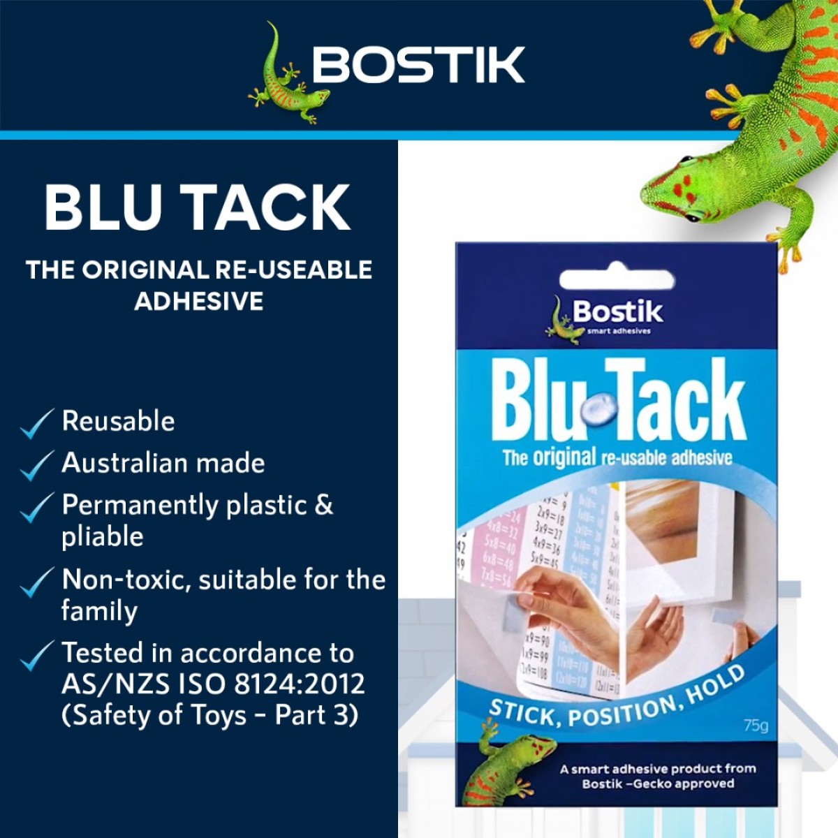 [BUY 6 GET 1 FREE] Bostik Blu-Tack "The Original Re-Useable Adhesive" 75g