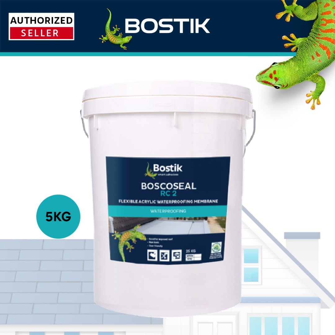 Bostik Block A550 Boscoseal RC2 Flexible Acrylic Waterproofing Membrane 5KG  (Grey, White)