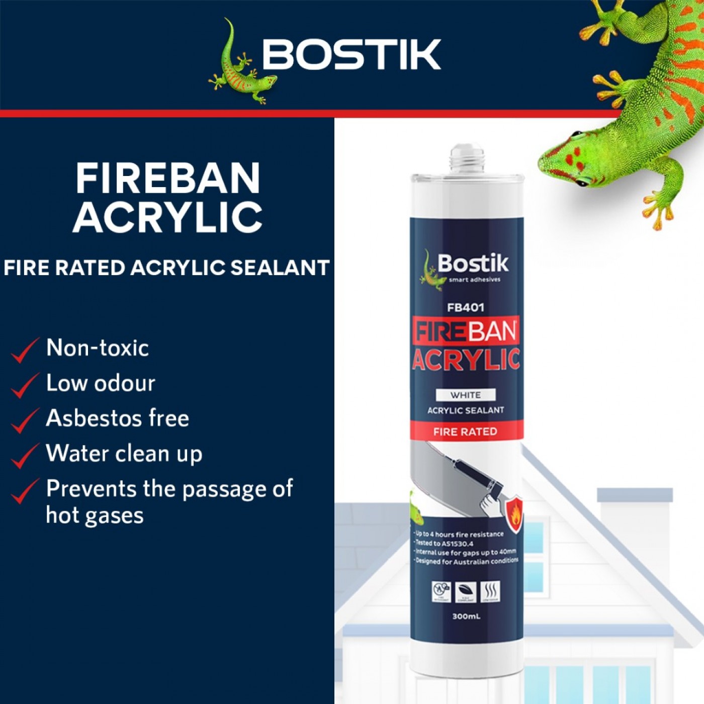 Bostik Fireband Acrylic Fire Rated Acrylic Sealant 300ML - White