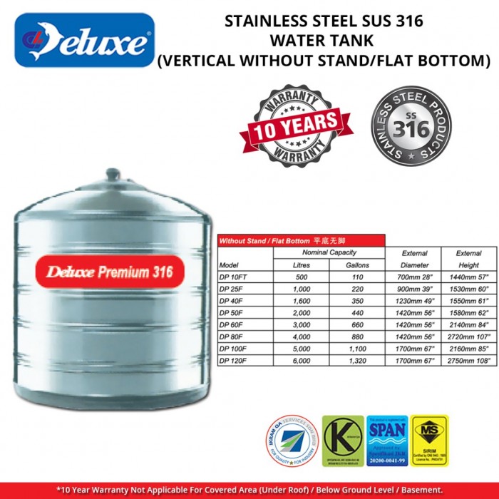 Deluxe Stainless Steel Water Tank