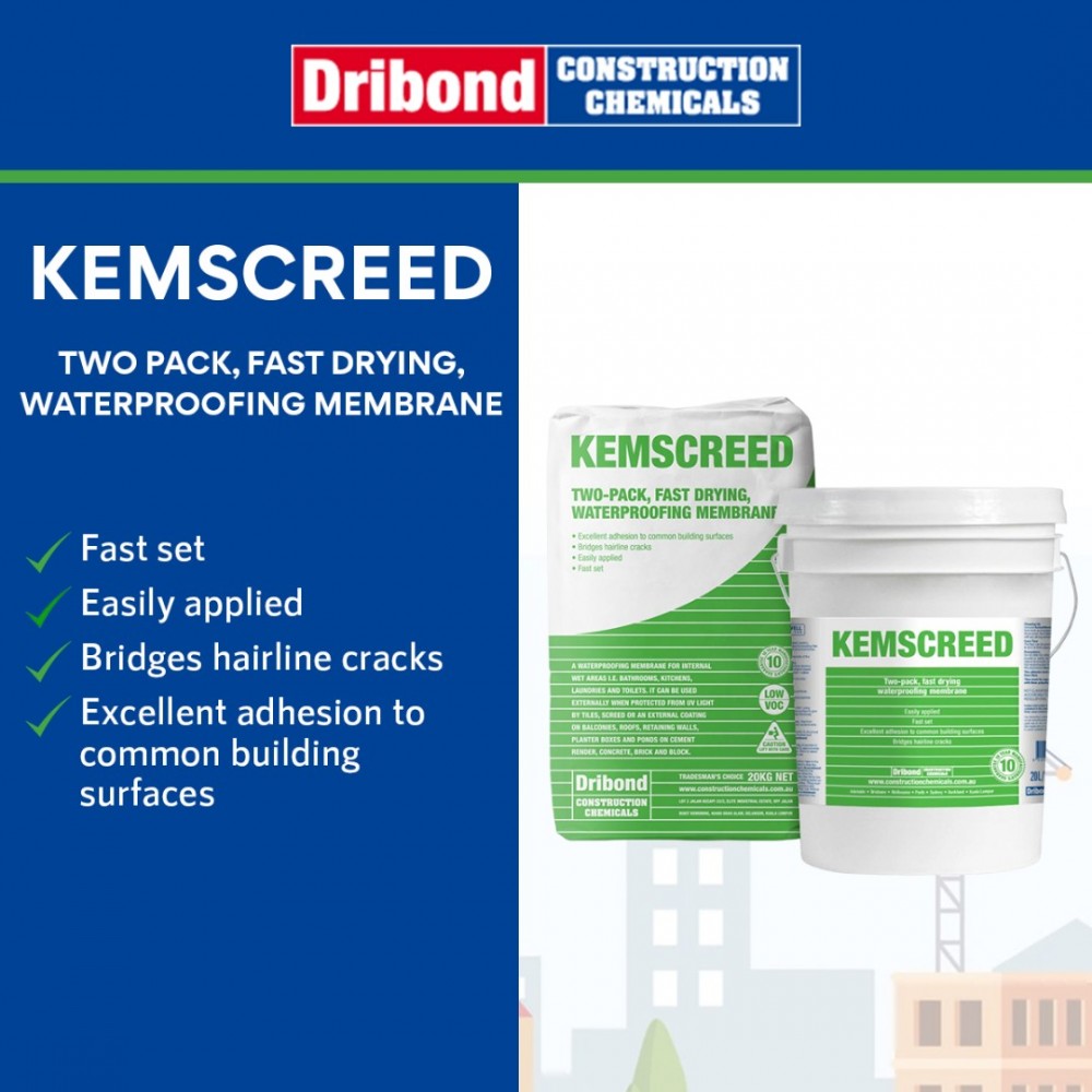 Dribond Kemscreed Two Pack Fast Drying Waterproofing Membrane 20kg Powder