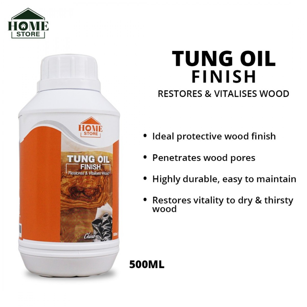 Home Store Tung Oil Finish Restores & Vitalises Wood 500ML