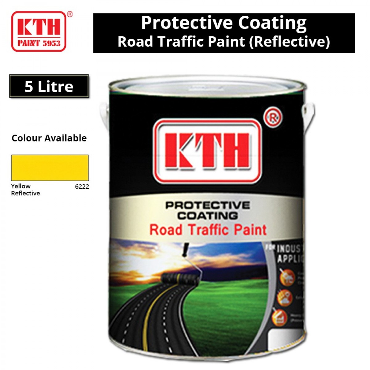 KTH Road Traffic Paint Reflective 5L Yellow   Road Traffic Paint 5L Reflective 1200x1200 