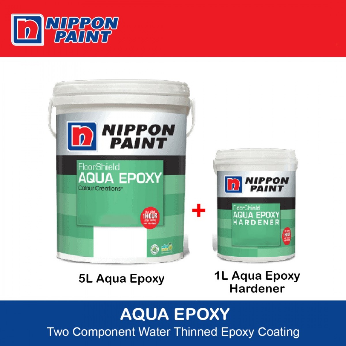 Nippon Paint Floorshield Aqua Epoxy 5L + Aqua Epoxy Hardener 1L