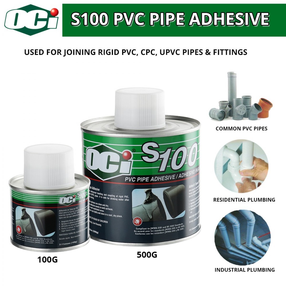 OCI S100 PVC Pipe Adhesive 100G