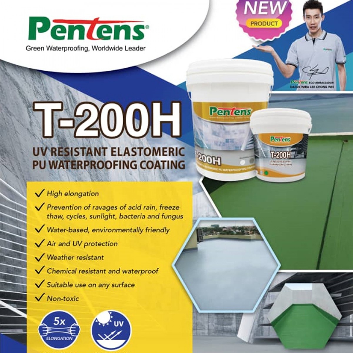 Pentens T-200H UV Resistant Elastomeric PU Waterproofing Coating 20KG