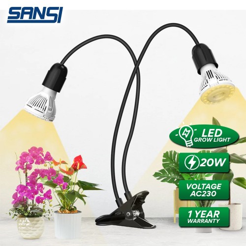 Sansi 20W Adjustable 2 Head Clip On Light Holder Flexible Clip