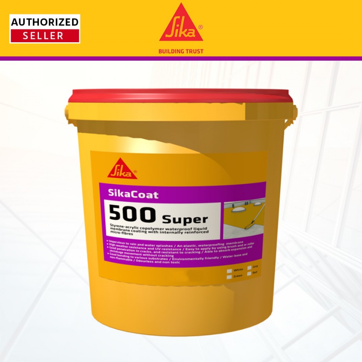 SikaCoat 500 Super Styrene Acrylic Copolymer Waterproof Liquid Membrane ...