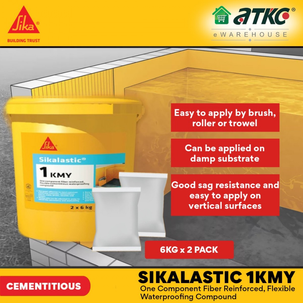 Sika Sikalastic 1KMY One Component Fiber Reinforced, Flexible ...