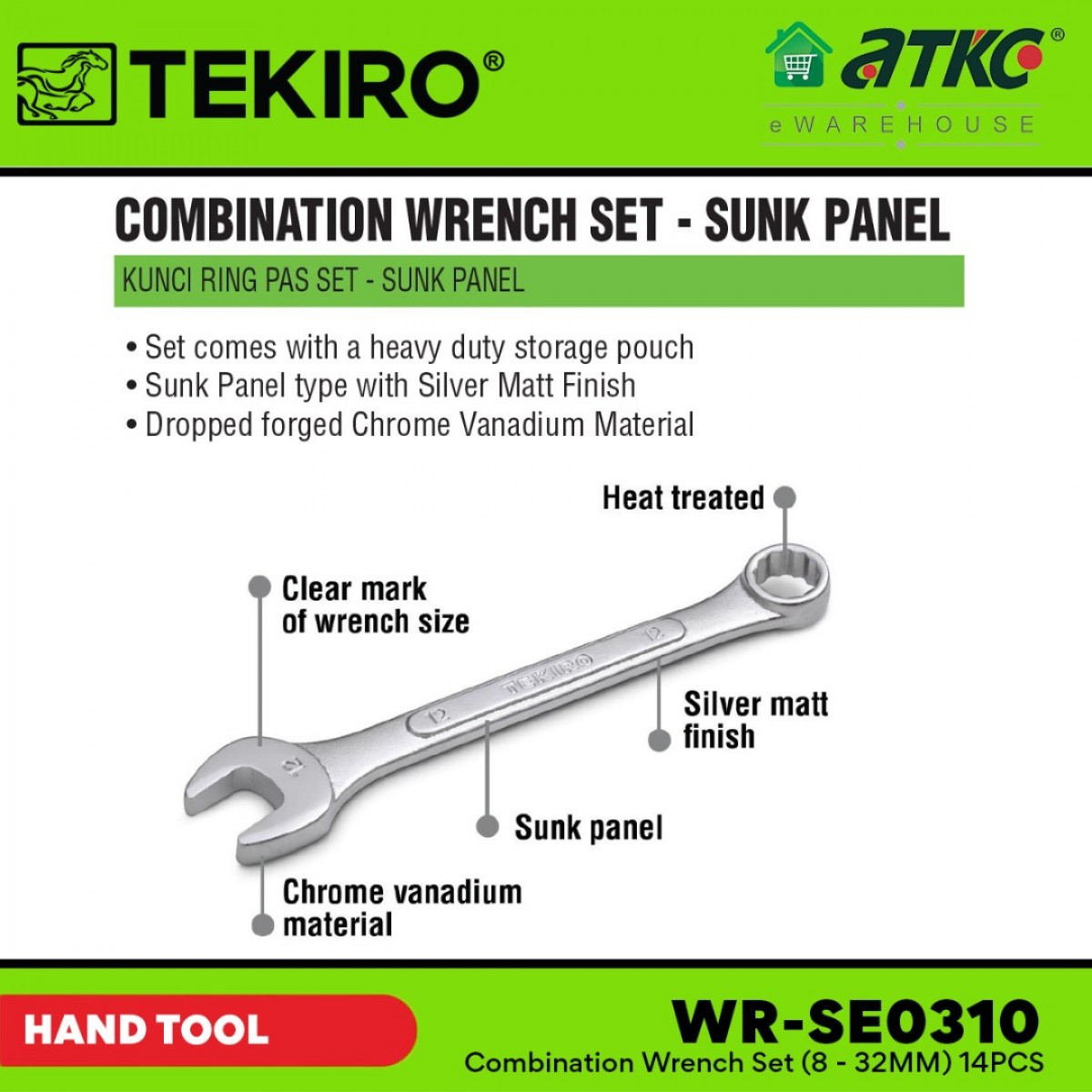 Tekiro Wr Se0310 Combination Wrench Set 8 32mm 14pcs