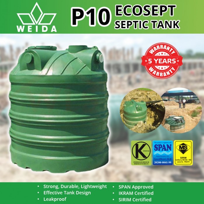 Weida P10 Ecosept Vertical PE Septic Tank 1830MM (DIA) x 1560MM (H) >3050L