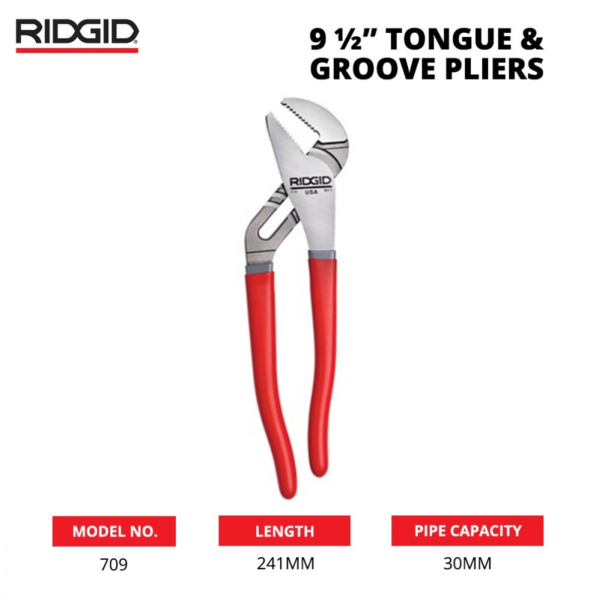 Ridgid 709 Tongue & Groove Pliers 9 ½” (241MM)