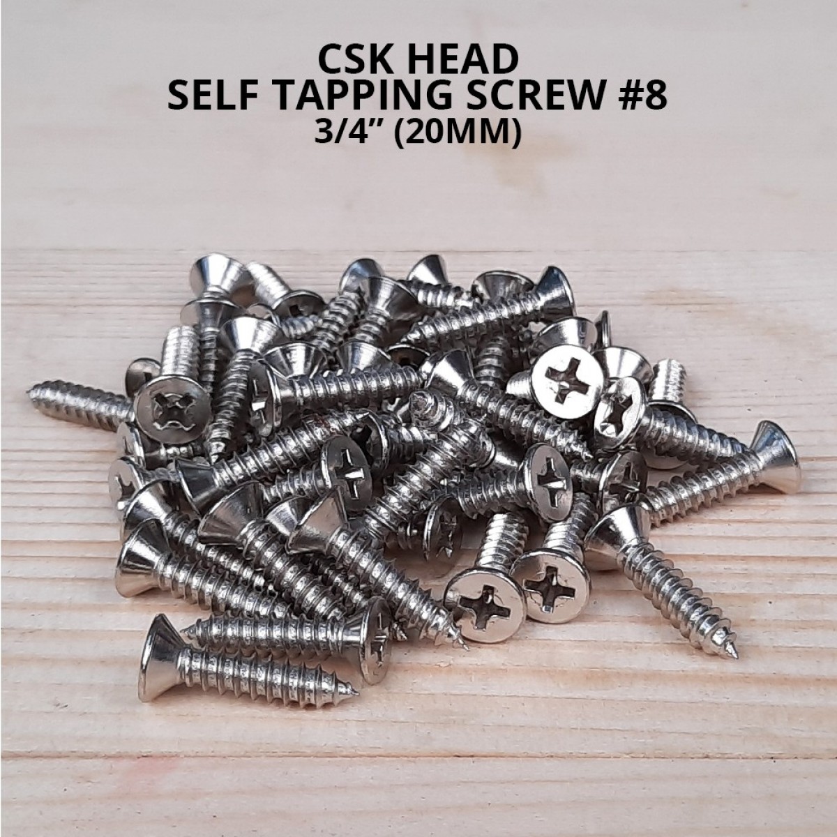 Csk Head Self Tapping Screws 8 X 34 20mm Zinc Plated Flat Head 50pcspkt 