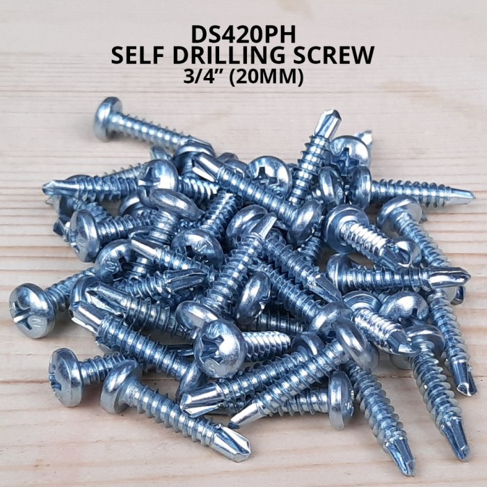 Self Drilling Screw DS420PH(ZP) #8 X 3/4" (20MM) Zinc Plated Pan Head ...