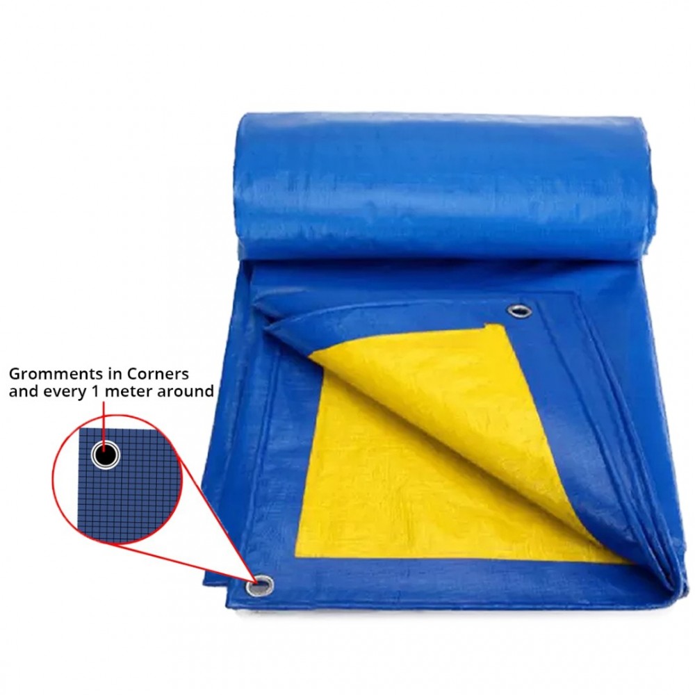 Tarpaulin YBK-3030 Canvas Sheet (Blue/Yellow) C/W Reinforcement Rings ...