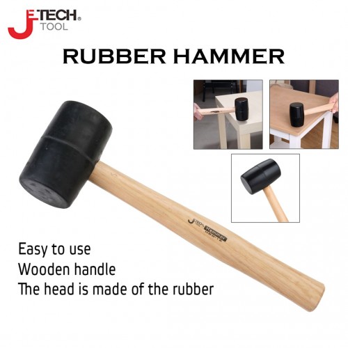 Rubber Mallet with Wood Handle, 8OZ, Black, Light weight and High Qual