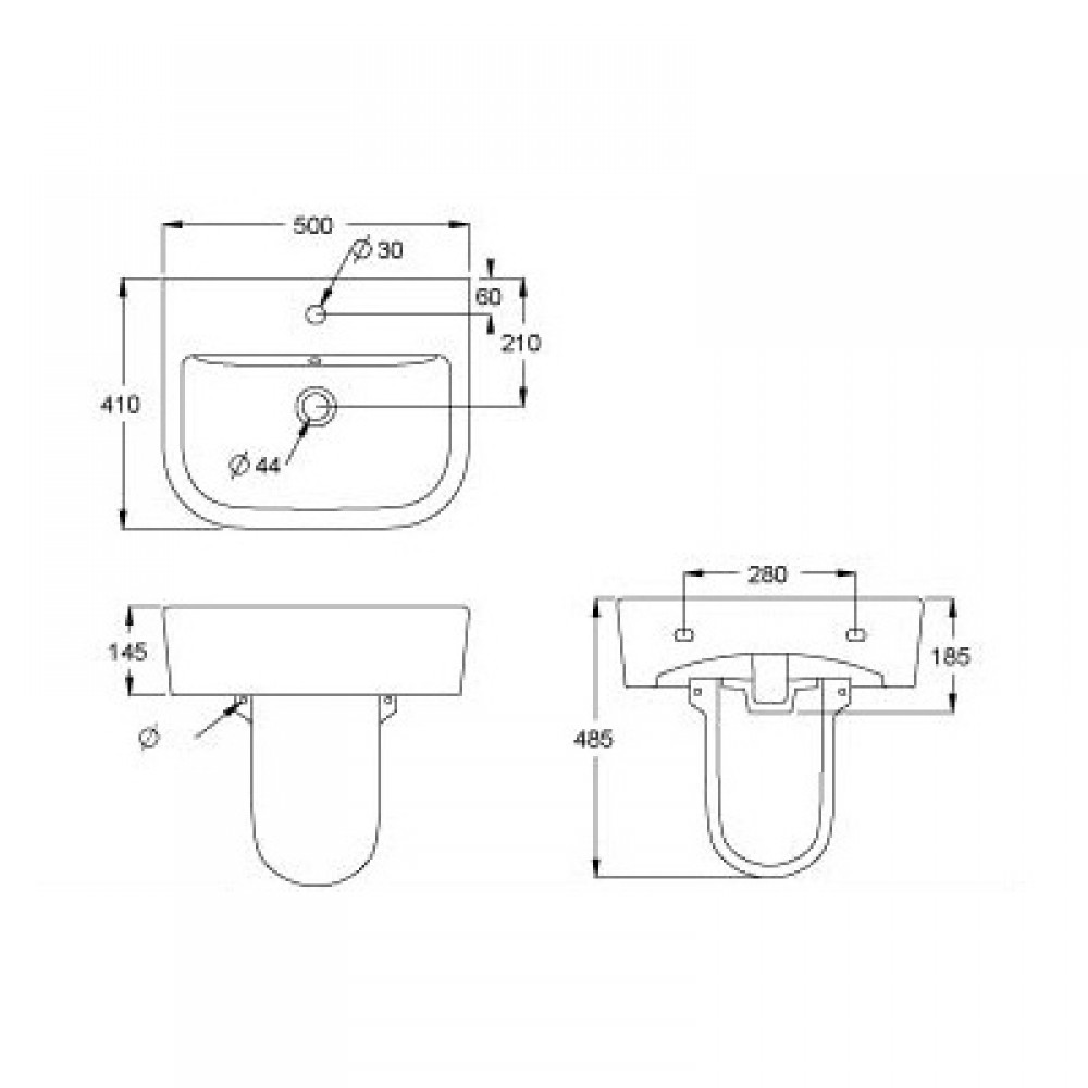 Inno Sericite WB2043 Enthalpy Wall-Hung Wash Basin (WHITE)